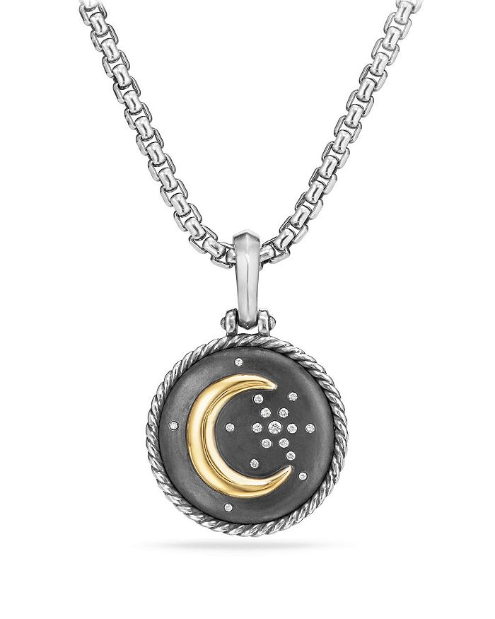 David Yurman - Cable Collectibles Moon and Star Amulet with Diamonds and 18K Gold