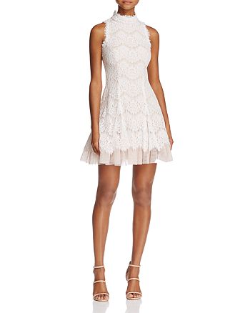 AQUA Lace Mock Neck Dress - 100% Exclusive | Bloomingdale's