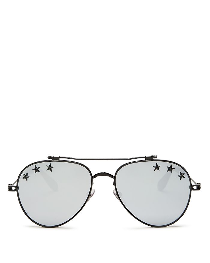 GIVENCHY WOMEN'S EMBELLISHED MIRRORED BROW BAR AVIATOR SUNGLASSES, 58MM,GV7057STAR