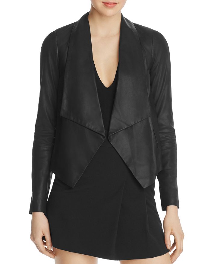 Alice and Olivia - Warren Open-Front Leather Jacket