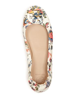 Tory Burch Minnie Floral Print Travel Ballet Flats