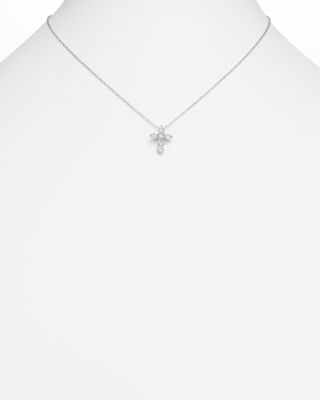 Diamond Cross Pendant Necklace in 14K White Gold, 1.0 tcw 