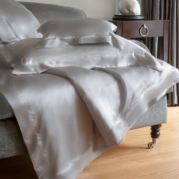 Shop Gingerlily Silk Solid Duvet Cover, Queen In Silver