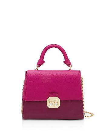 Ted Baker Lady Crystal and Faux-Pearl Lock Leather Satchel | Bloomingdale's
