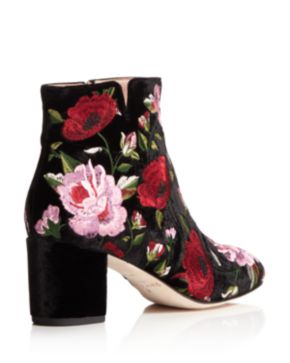 kate spade new york Lucine Floral Embroidered Velvet Booties - 100%