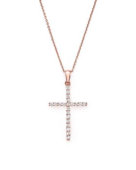 Bloomingdale's - Diamond Cross Necklace in 14K Rose Gold, .25 ct. t.w. - 100% Exclusive 