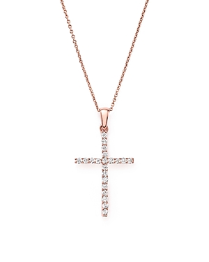 Diamond Cross Necklace in 14K Rose Gold,.25 ct. t.w. - 100% Exclusive