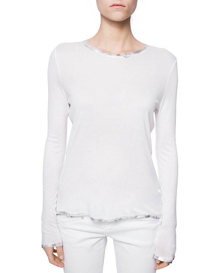 ZADIG & VOLTAIRE WILLY FOIL TRIM SPI TEE,SETQ1804F