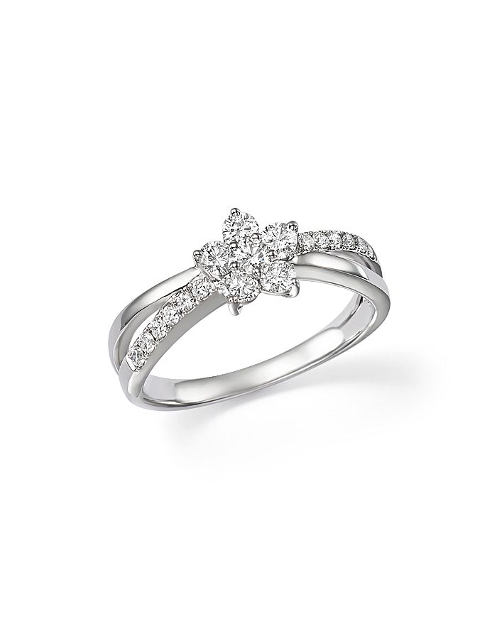 Bloomingdale's Diamond Flower Crossover Ring In 14k White Gold, .60 Ct. T.w. - 100% Exclusive