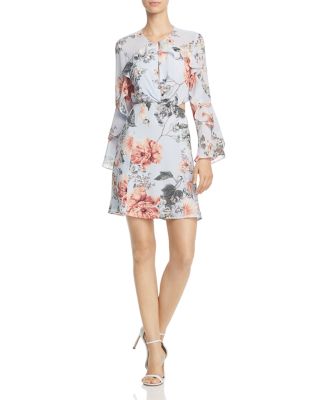 bardot floral frill dress