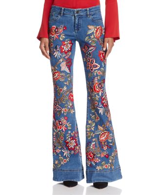 alice and olivia embroidered jeans