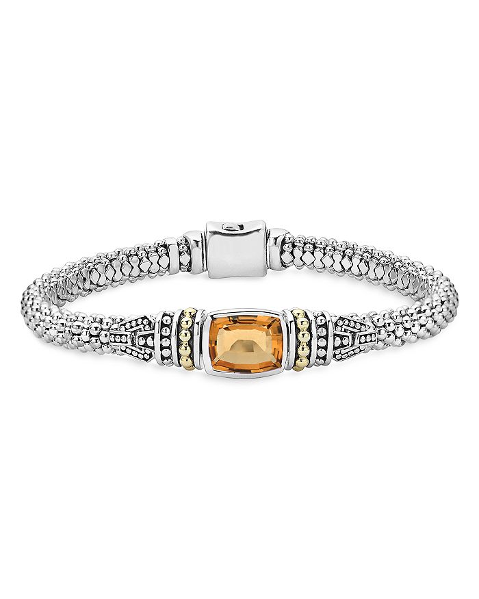LAGOS 18K GOLD AND STERLING SILVER CAVIAR COLOR BRACELET WITH CITRINE,05-81124-CM