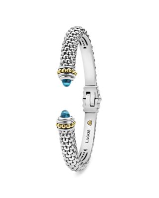 18K Gold and Sterling Silver Rittenhouse Blue Topaz Cuff, 8mm