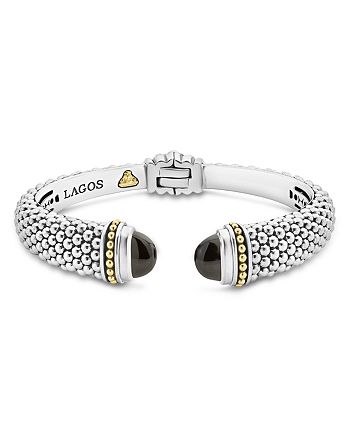 LAGOS - 18K Gold and Sterling Silver Caviar Color Onyx Cuff, 12mm
