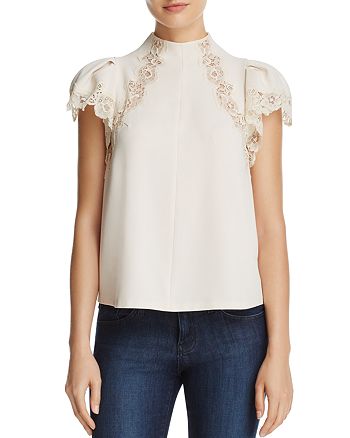 Rebecca Taylor Lace-Inset Top | Bloomingdale's