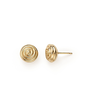 14K Yellow Gold Round Ribbed Stud Earrings - 100% Exclusive