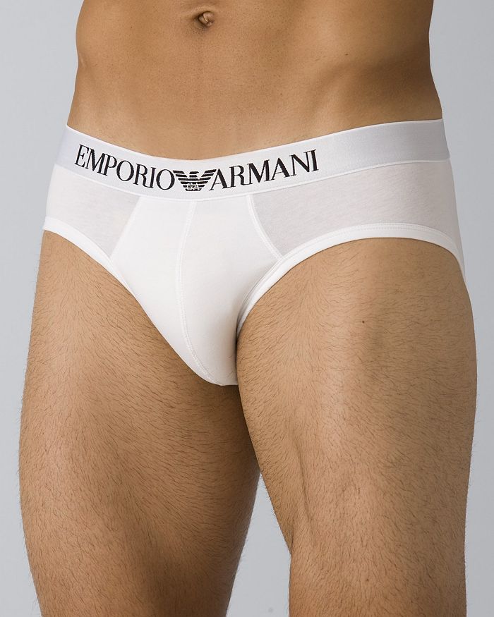 Shop Emporio Armani Men's Stretch Cotton Briefs In White