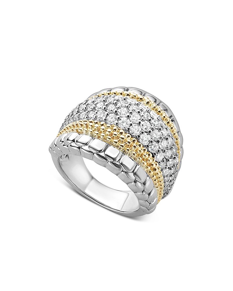 Lagos 18k Gold And Sterling Silver Diamond Lux Large Ring In White/silver