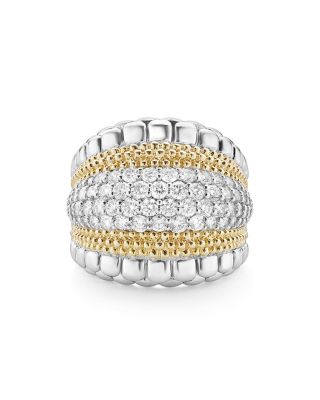 18K Gold and Sterling Silver Diamond Lux Large Ring 