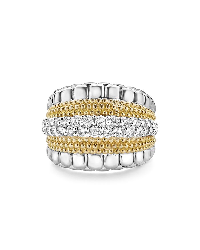 Lagos 18k Gold And Sterling Silver Diamond Lux Large Ring In White/silver