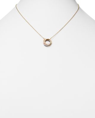 14K Rose, Yellow and White Gold Ring Pendant Necklace, 18"      