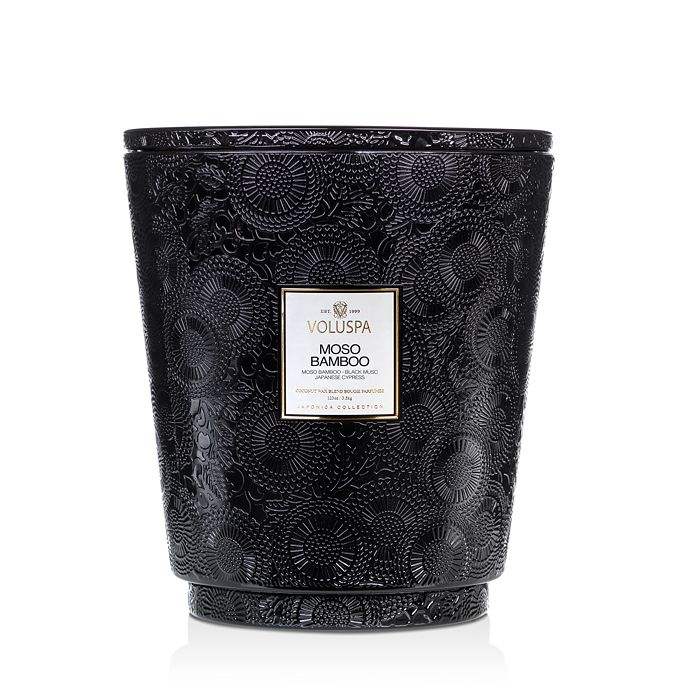 Voluspa Moso Bamboo Embossed Glass Hearth Candle 120 Oz.