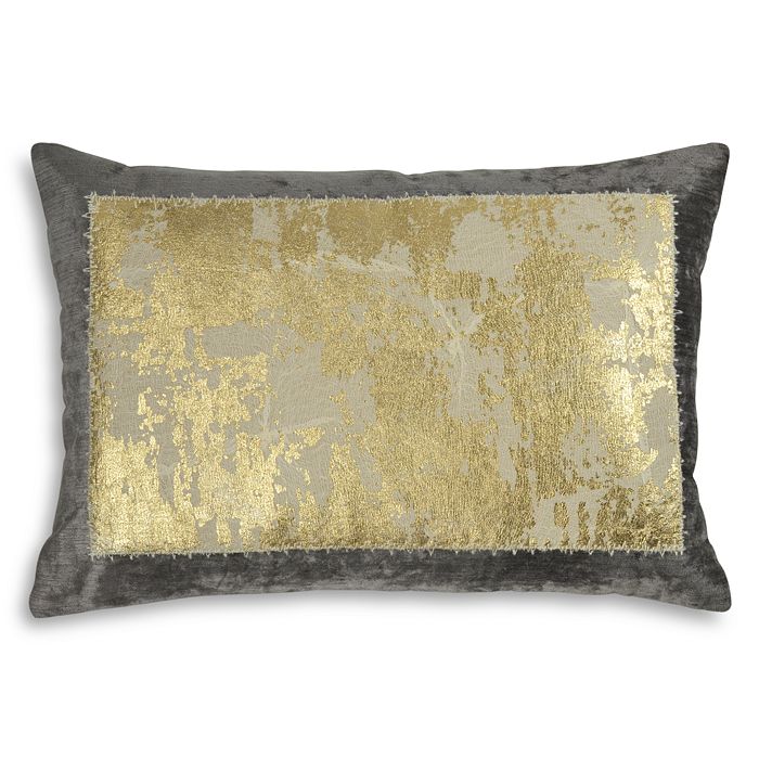 Shop Michael Aram Distressed Metallic Lace Decorative Pillow, 14 X 20 In Gray