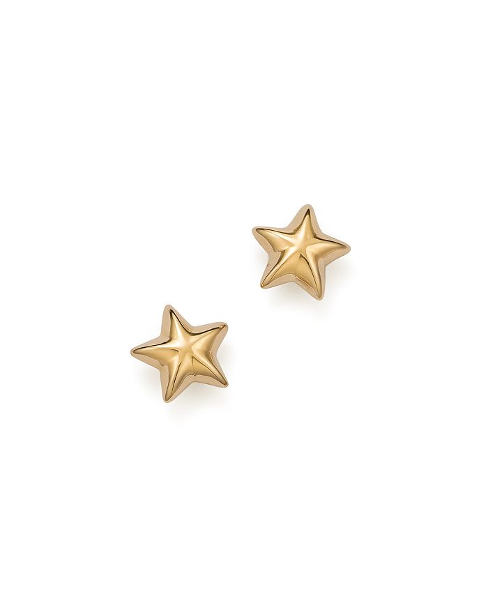 Star 14k Yellow Gold Mini Single Stud Earring in White Diamonds