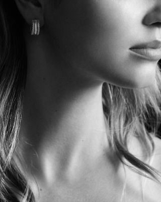 Cable Collectibles Huggie Hoop Earrings in Sterling Silver with 14K Yellow Gold