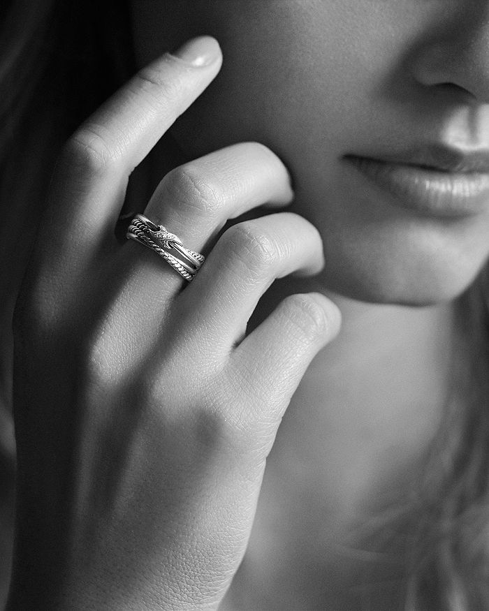 Shop David Yurman X Crossover Ring With 18k Gold In Silver/gold