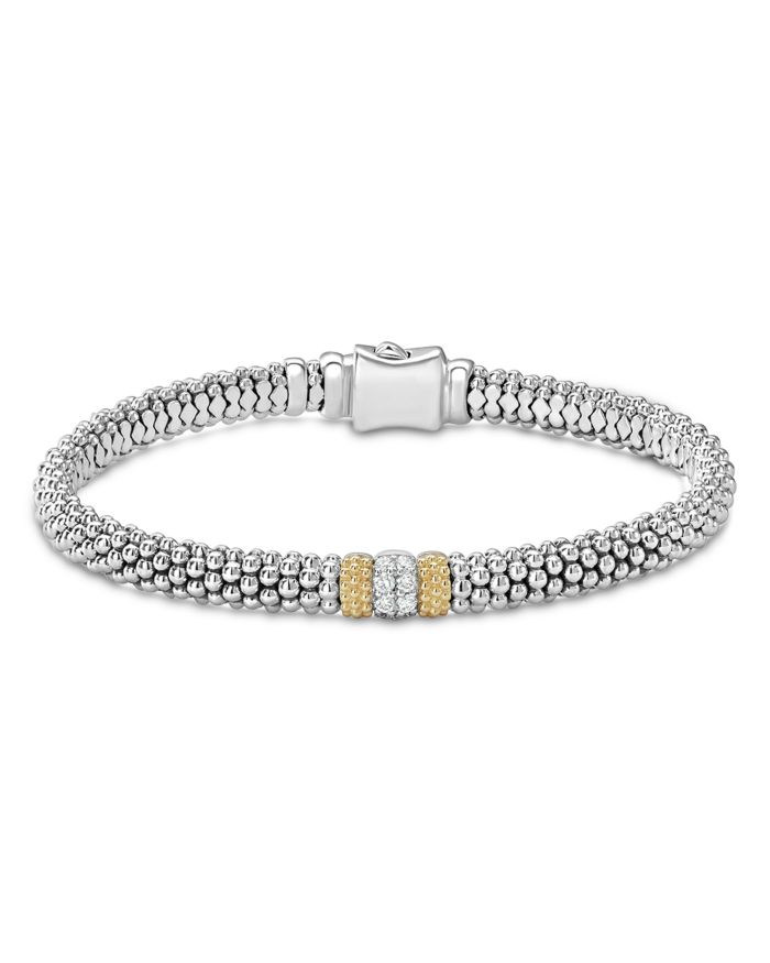 18K Gold & Sterling Silver Diamond Lux Single Station Bracelet