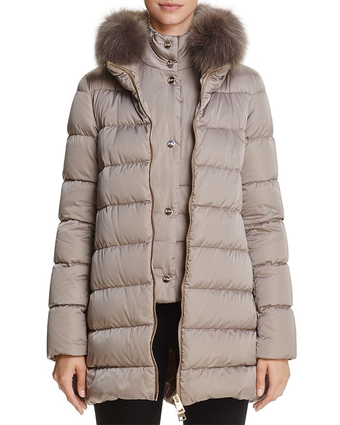 Herno Fox Fur Trim Satin Down Coat Bloomingdale s