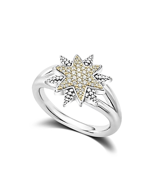 Lagos 18K Gold & Sterling Silver North Star Diamond Ring
