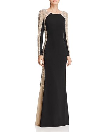 AQUA - Beaded Color-Blocked Gown - 100% Exclusive