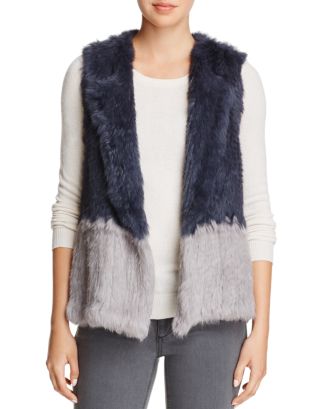 525 America outlets Burgundy Rabbit Fur Vest