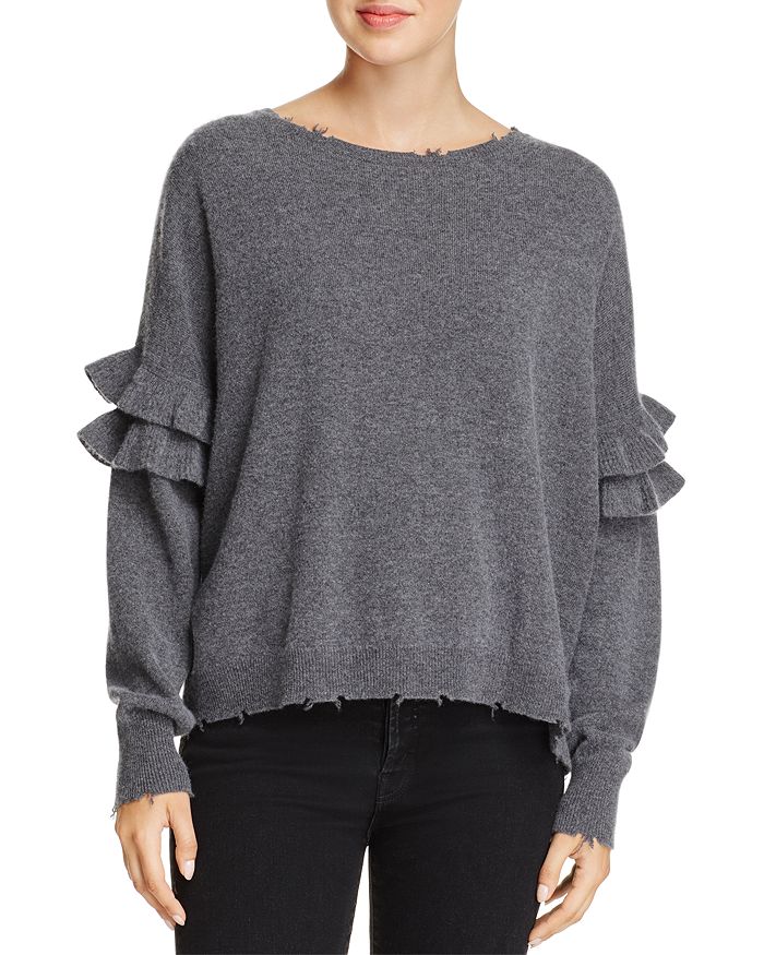 Current Elliott The Ruffle Distressed Wool Sweater Bloomingdale s