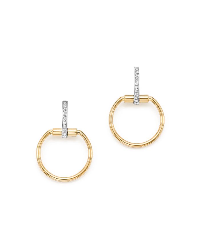 Shop Roberto Coin 18k Yellow & White Gold Classic Parisienne Diamond Small Round Earrings