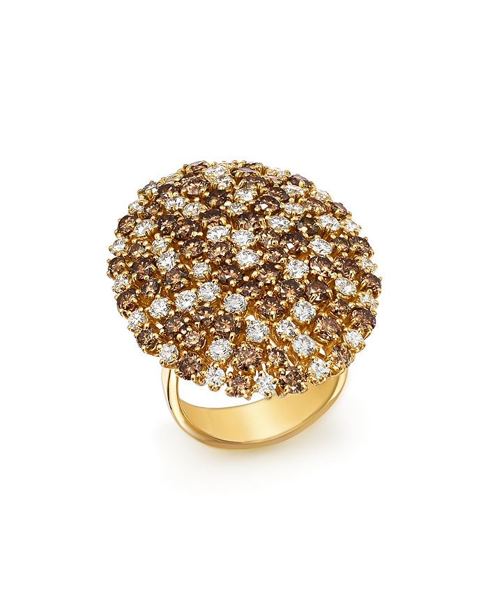Roberto Coin 18k Yellow Gold Brown & White Diamond Cluster Ring In Multi/gold