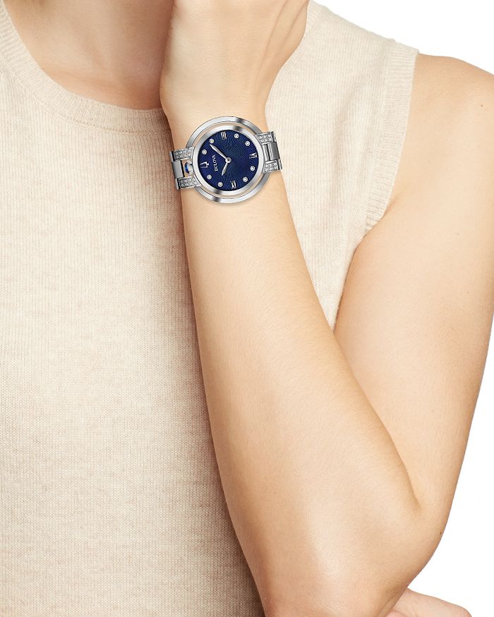 Shop Bulova Rubaiyat Diamond Watch, 35mm - 100% Exclusive In Blue/silver