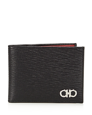 Ferragamo Salvatore Men's Revival Leather Bifold Wallet In Black/red