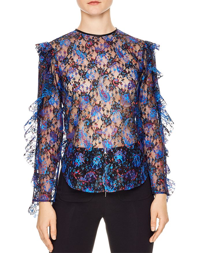 Sandro Benate Printed Lace Top | Bloomingdale's