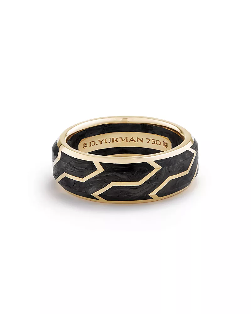David Yurman Men's Forged Carbon Band Ring in 18K Gold, 10
