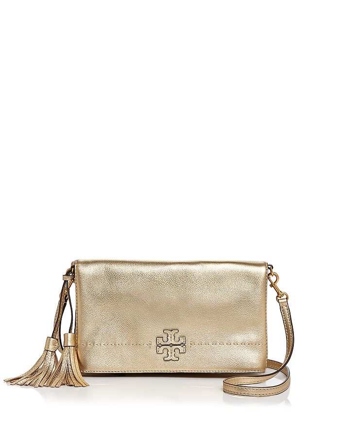 Tory Burch Mcgraw Metallic Fold Over Crossbody Bloomingdale s