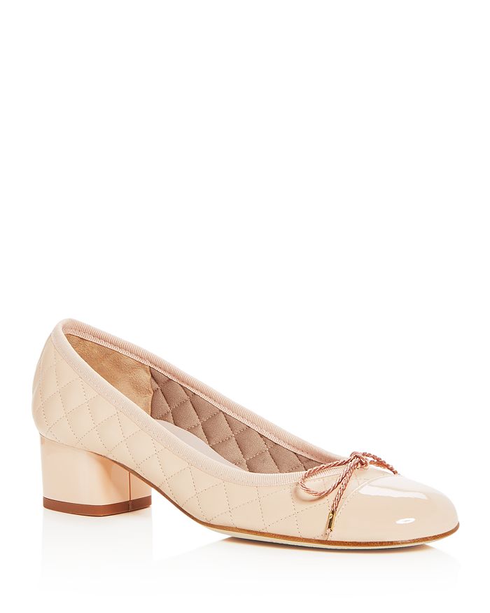 Paul Mayer Women's Titou Quilted Leather Block-heel Pumps In Orleans Beige