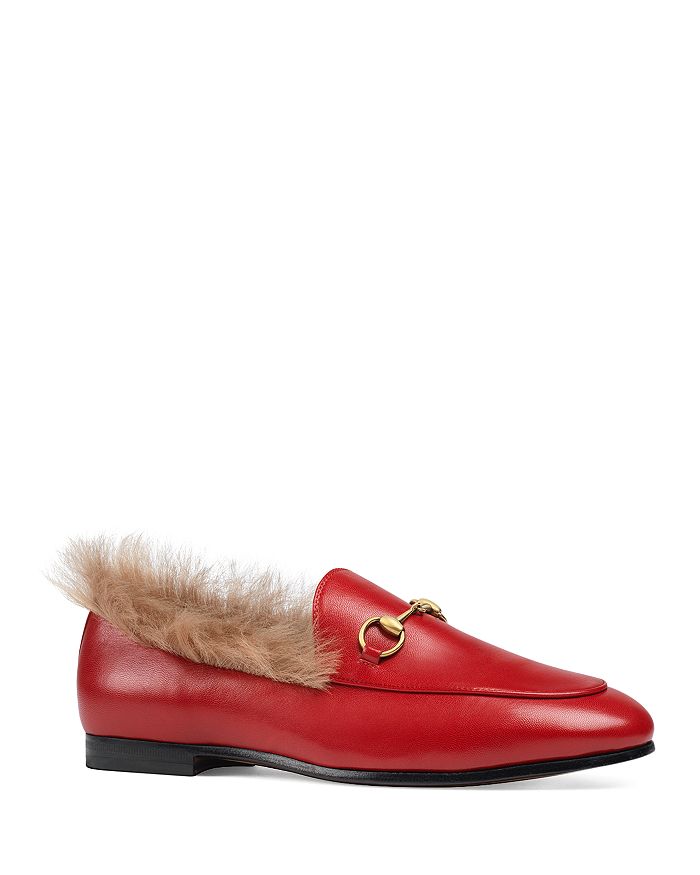 Gucci Women's Jordaan Leather & Lamb Fur Loafers In Red