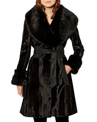 KAREN MILLEN Faux-Fur & Pony Hair Coat | Bloomingdale's