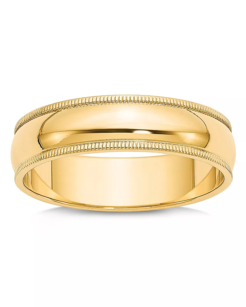 Bloomingdale's Fine Collection Men's 6mm Milgrain Half Round Wedding Band 14K Yellow Gold