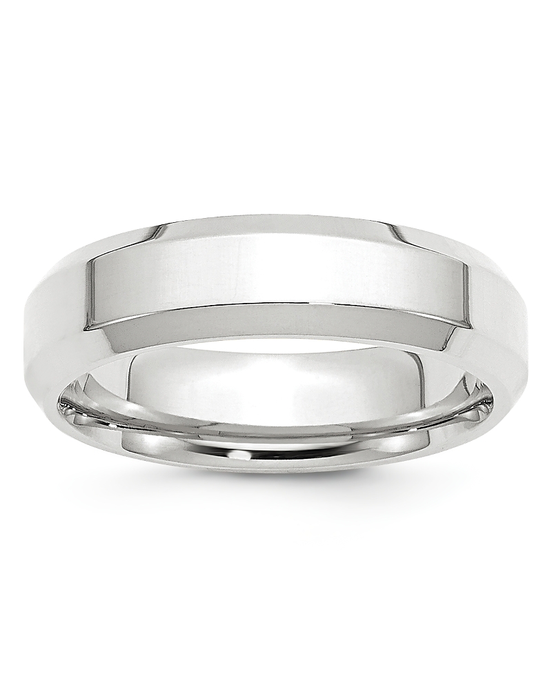 Bloomingdale's Men's 6mm Bevel Edge Comfort Fit Band In 14k White Gold