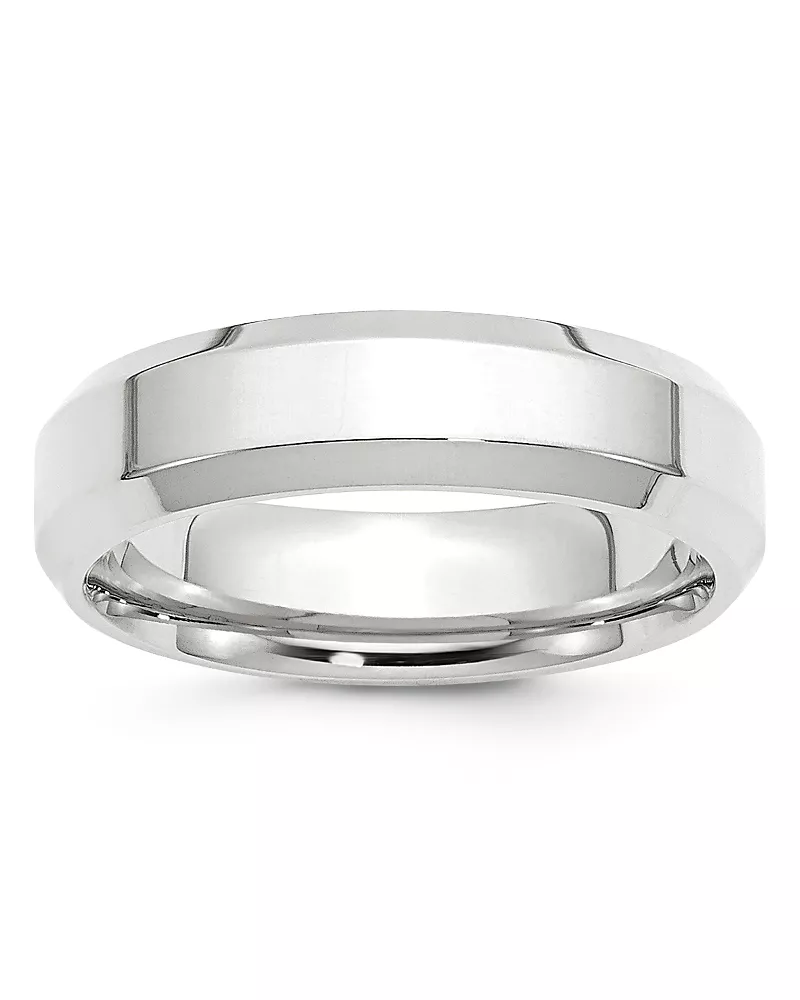 Bloomingdale's Fine Collection Men's 6mm Bevel Edge Comfort Fit Band in 14K White Gold