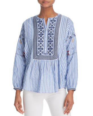 Joie Archana Striped Embroidered Tunic | Bloomingdale's